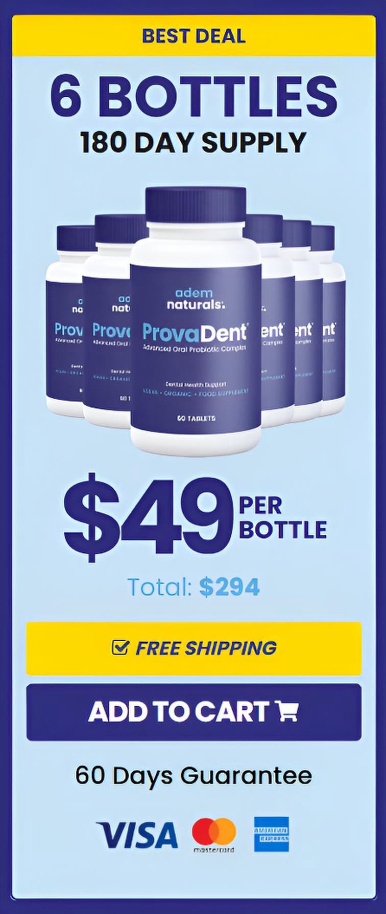 ProvaDent oral care supplement – 6-pack for long-term teeth and gum care.